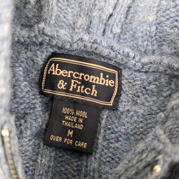 VTG Y2K Abercrombie & Fitch Sweater Womens M babydoll Hooded Cable Knit Wool - Picture 8 of 10